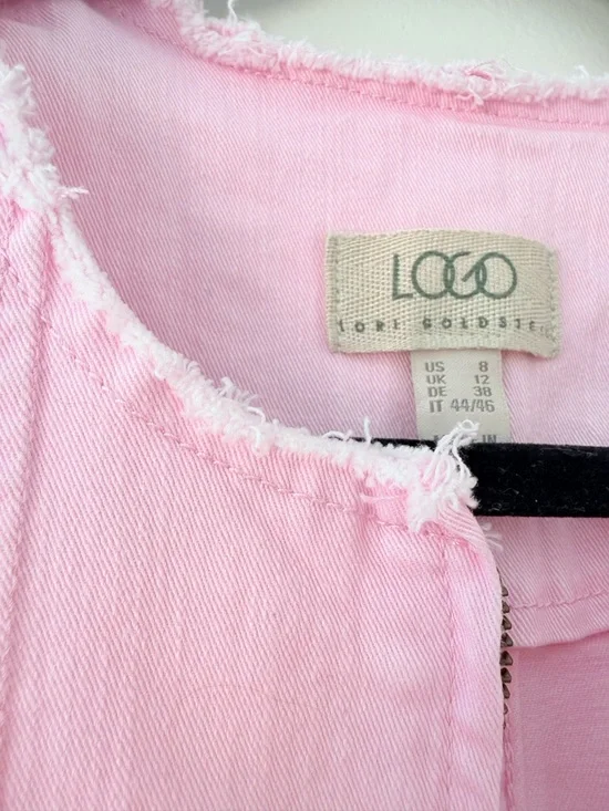 Barbie Pink Jean Jacket Medium (8) LOGO Lori Goldstein Bubblegum Pink ZipUp NWOT - Picture 9 of 14